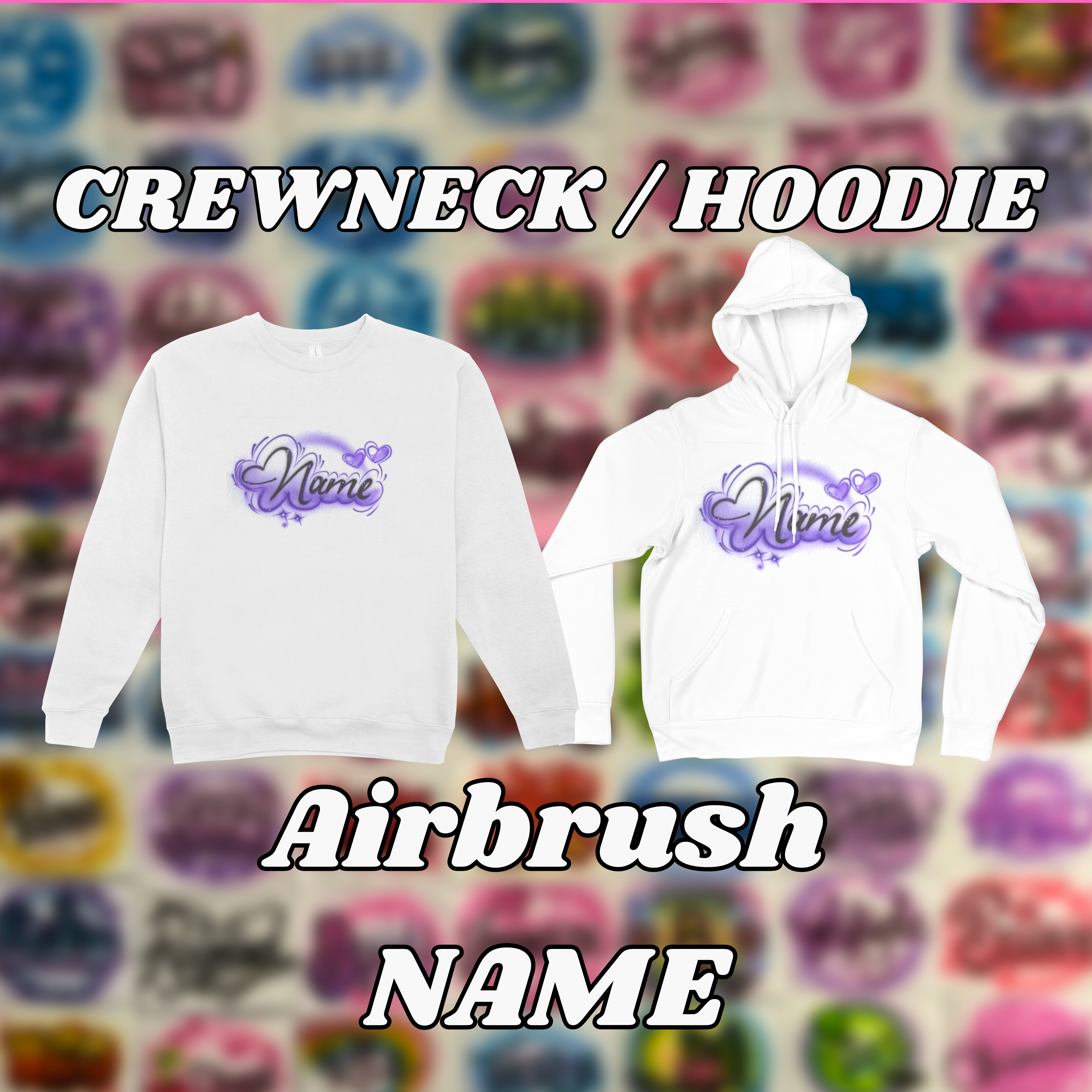 Airbrush-Hoodie/Sweater-NAME ONLY – Katz Scratch LLC